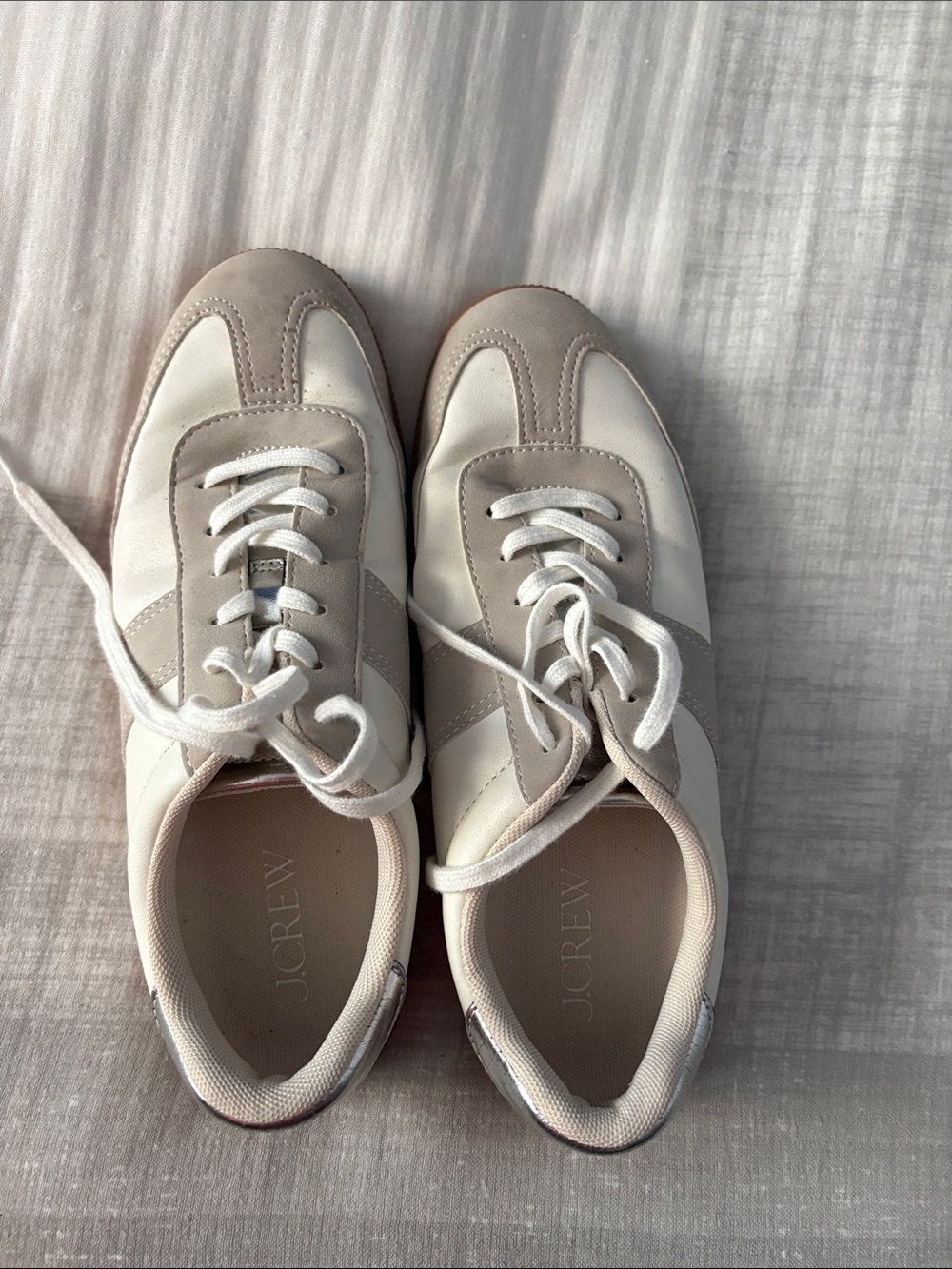 J. Crew Women's Two-Tone Cream & Taupe Lace-Up Sneakers